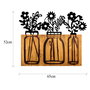 Wallity Flower 5 Escultura de pared de madera y metal en nogal y negro